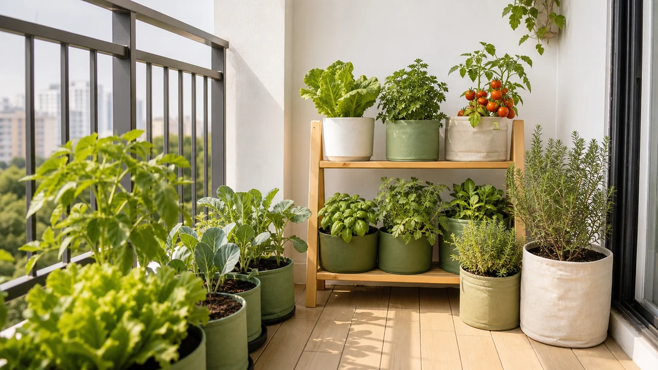 Seasonal balcony container garden